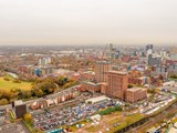 Aerial image of Manchester city skyline