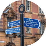 A road sign on Oxford Road, Manchester