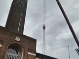 Crane lifting equipment at Salford Civic centre
