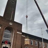 Crane lifting equipment at Salford Civic centre