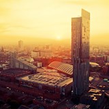 View of Beetham Tower and skyline in Manchester city centre