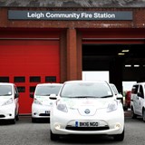 Electric vehicles outside Leigh Community Fire Station