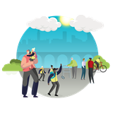 illustration of people enjoying clean air