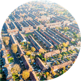 Aerial image of a housing estate in Greater Manchester